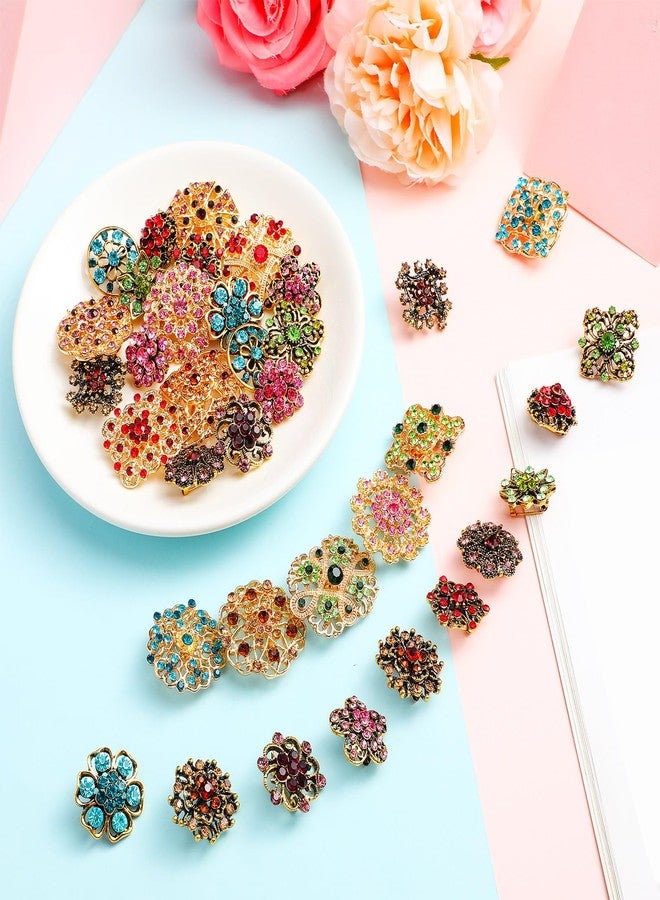 MTLEE 36 Pieces Brooches and Pins for Women Rhinestone Brooches Bulk Crystal Vintage Decorative Flower Lapel Pins Mixed Color Costume Jewelry Retro for Wedding Party Bouquet Crafts Kit Gifts - Image 4