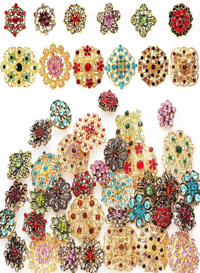 MTLEE 36 Pieces Brooches and Pins for Women Rhinestone Brooches Bulk Crystal Vintage Decorative Flower Lapel Pins Mixed Color Costume Jewelry Retro for Wedding Party Bouquet Crafts Kit Gifts - Image 1