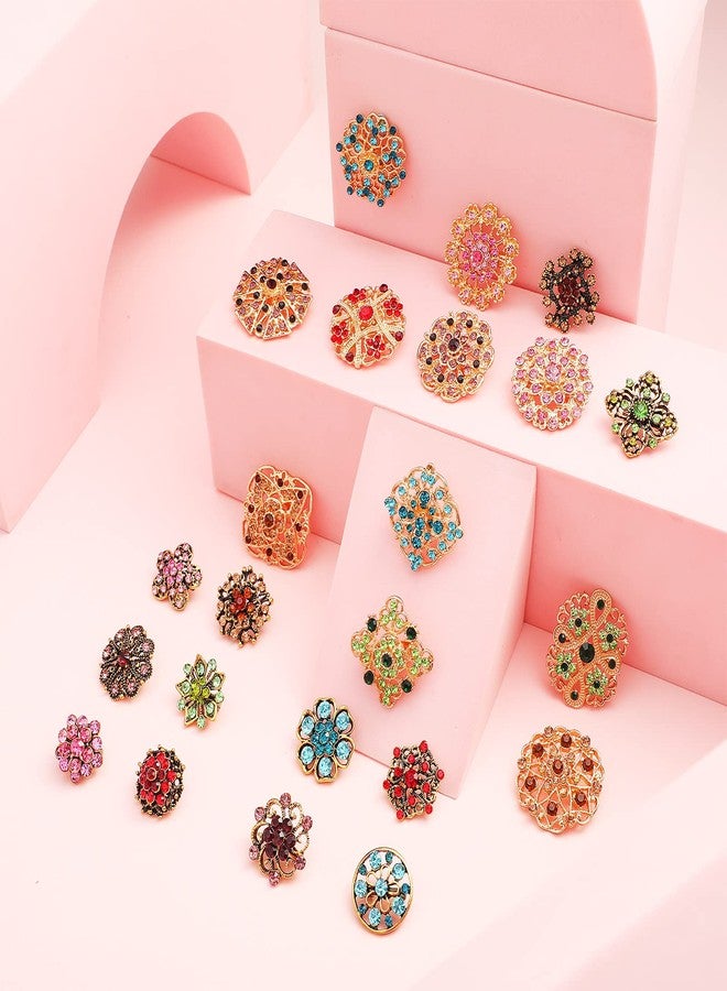 MTLEE 36 Pieces Brooches and Pins for Women Rhinestone Brooches Bulk Crystal Vintage Decorative Flower Lapel Pins Mixed Color Costume Jewelry Retro for Wedding Party Bouquet Crafts Kit Gifts - Image 5