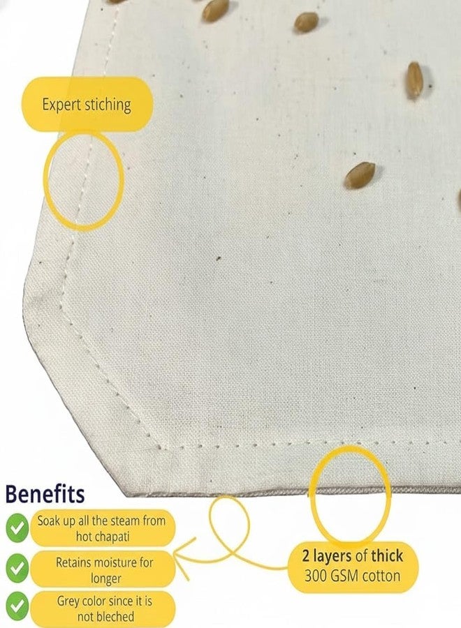DHARMISHO 2 PCS Cotton DHARMISHO Double Layer Roti Wrap With Flaps - Muslin Cloth For Chapati And Hot Case Kitchen - Roti Cloth - Image 5