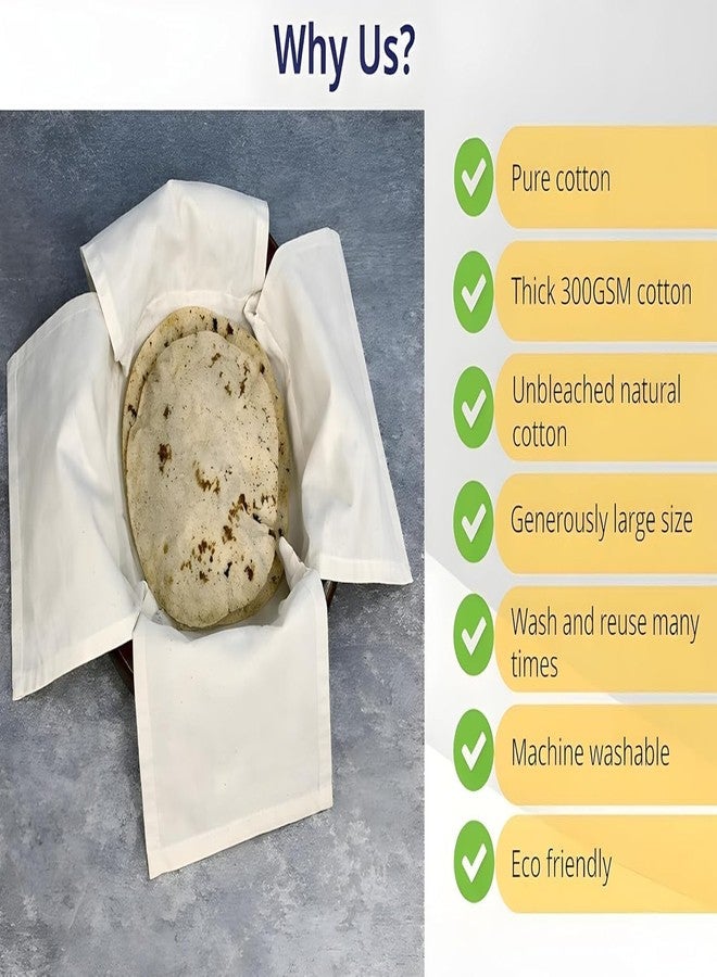 DHARMISHO 2 PCS Cotton DHARMISHO Double Layer Roti Wrap With Flaps - Muslin Cloth For Chapati And Hot Case Kitchen - Roti Cloth - Image 4