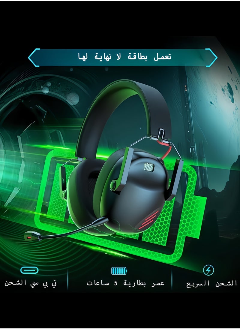 كابيديسي - سماعة رأس لاسلكية 2.4 جيجا هرتز للألعاب للكمبيوتر وبلاي ستيشن 5 وبلاي ستيشن 4 وماك مع ميكروفون سماعة لاسلكية بلوتوث 5.3، وضع سلكي عبر موصل 3.5 ملم فقط لسلسلة اكس بوكس (لون أسود) - Image 1