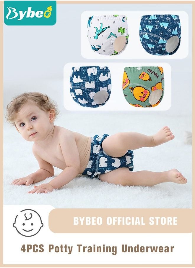 Bybeo - 4 Piece Potty Training Underwear, 6 Layers Breathable Cotton Absorbent Trainer Pants for Toddler Baby Boys Girls Waterproof - Image 1
