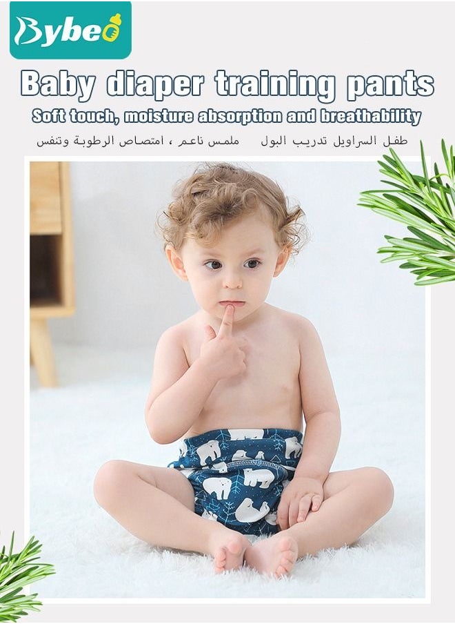 Bybeo - 4 Piece Potty Training Underwear, 6 Layers Breathable Cotton Absorbent Trainer Pants for Toddler Baby Boys Girls Waterproof - Image 1