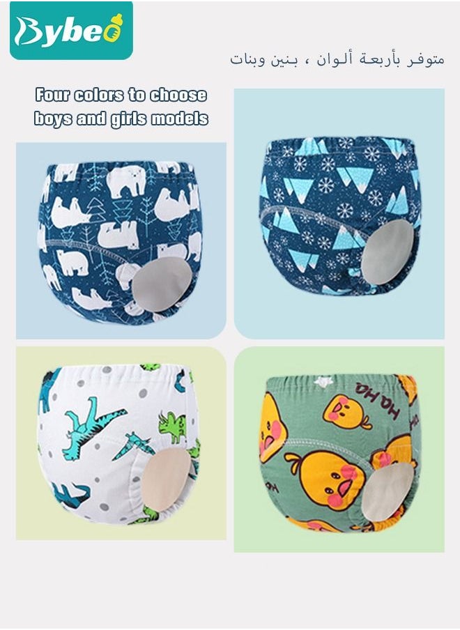 Bybeo - 4 Piece Potty Training Underwear, 6 Layers Breathable Cotton Absorbent Trainer Pants for Toddler Baby Boys Girls Waterproof - Image 1
