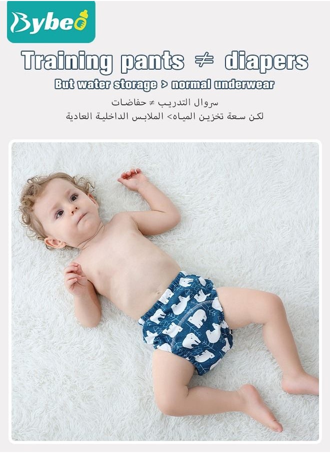 Bybeo - 4 Piece Potty Training Underwear, 6 Layers Breathable Cotton Absorbent Trainer Pants for Toddler Baby Boys Girls Waterproof - Image 1