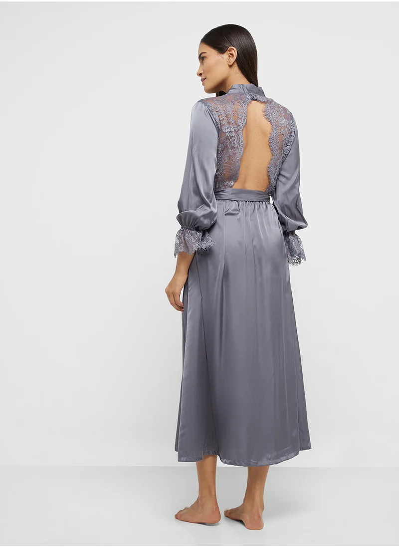 ايلا Night Robe With Back Lace Detail