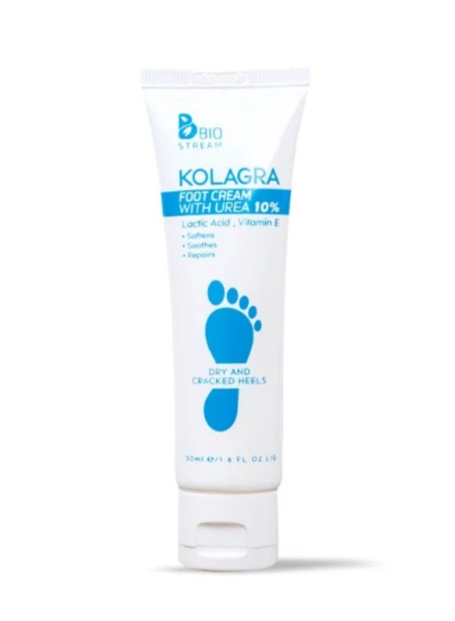 KOLAGRA Foot Cream F/Dry&Cracked Heels 10% Urea White/Blue 50ml - Image 2