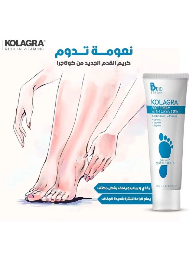 KOLAGRA Foot Cream F/Dry&Cracked Heels 10% Urea White/Blue 50ml - Image 3