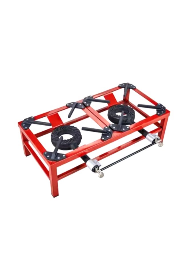 PAMCHAL Heavy Duty Kitchen Double Gas Stove Burner Red 