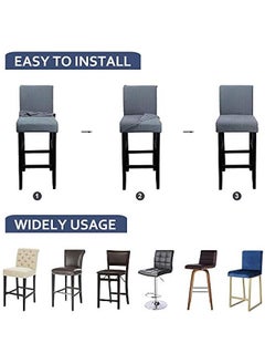Generic 2 Pack Stretch Bar Stool Covers Counter Stool Pub Chair Slipcover Cafe Barstool Slipcover Removable Furniture Chair Seat Cover with Elastic Bottom for Dining Room Kitchen (Deep Blue)  - Image 4