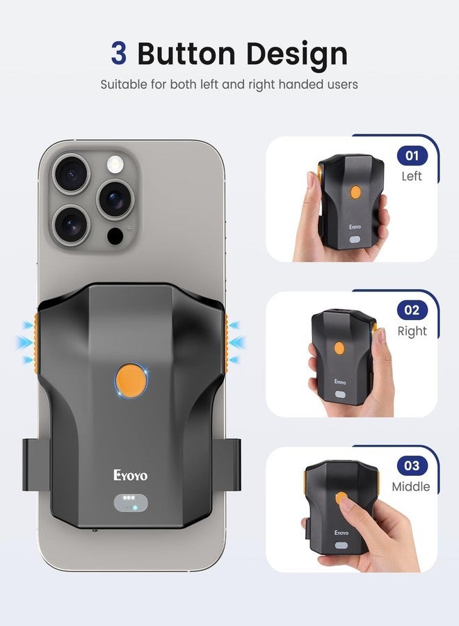 Eyoyo Bluetooth Barcode Scanner Wireless: Portable Phone Back Clip 1D Bar Code Reader for Library, Retail Store, Book Inventory - Fast UPC ISBN Scanner Compatible with 4.7"-7.2" Android Phone, iPhone - Image 5