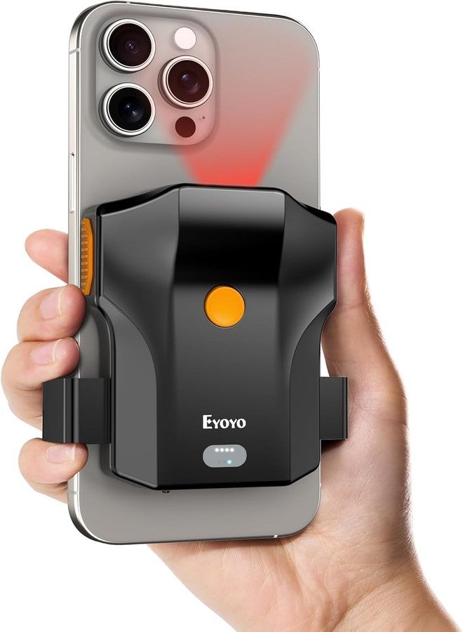 Eyoyo Bluetooth Barcode Scanner Wireless: Portable Phone Back Clip 1D Bar Code Reader for Library, Retail Store, Book Inventory - Fast UPC ISBN Scanner Compatible with 4.7"-7.2" Android Phone, iPhone - Image 1