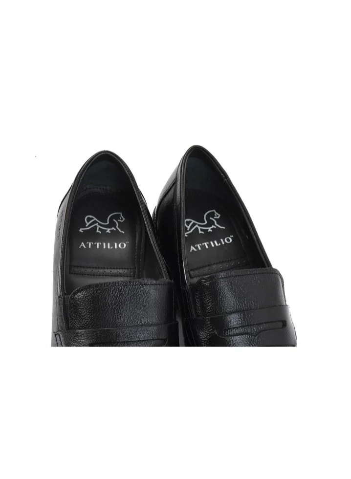 ATTILIO Men's Robert Woo Slip on Comfort Black Leather Work Office Formal Occasion Party Casual Wear Premium Italian Shoes