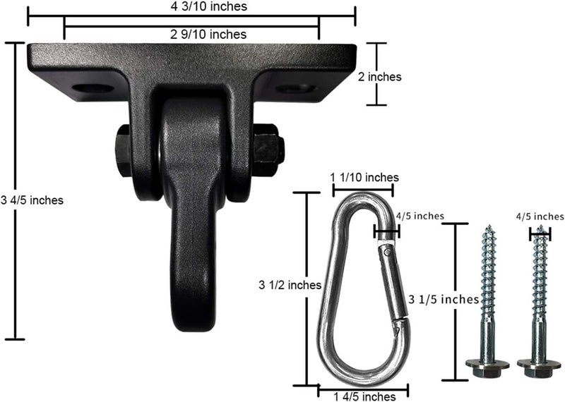 ABUSA Heavy Duty Black Swing Hangers Screws Bolts Included Over 5000 lb Capacity Playground Porch Yoga Seat Trapeze Wooden Sets Indoor Outdoor 2 Pack - Image 4