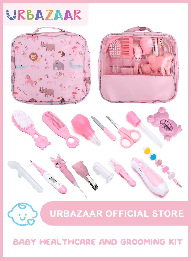 URbazaar New Baby Healthcare and Grooming Kit, 20 in 1 Baby Electric Nail Trimmer Set Newborn Nursery Health Care Set for Newborn Infant Toddlers Baby Boys Girls Kids 0-3 Years (Pink) - Image 1