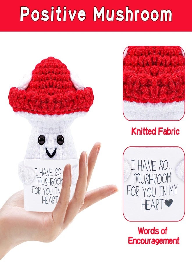 Hoedia Emotional Support Mushroom Positive Gifts: Crochet Dolls Tiny Mushroom Friend Birthday Gifts for Women Men Coworkers - Cheer Up Cute Funny Knitted Mushroom Decors - Image 2