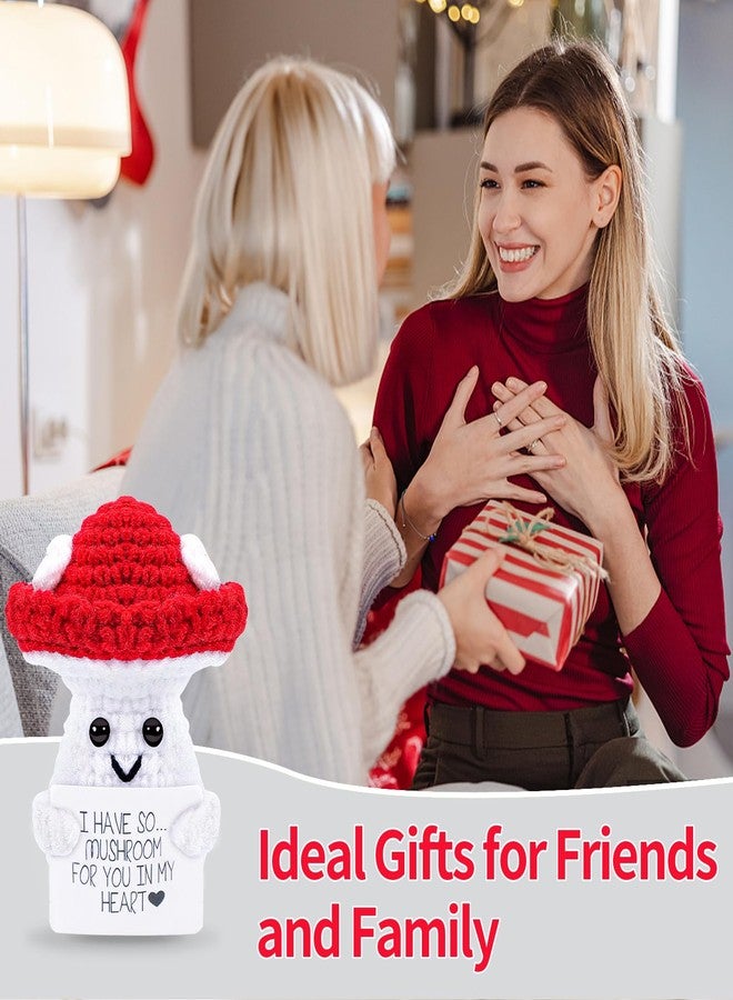 Hoedia Emotional Support Mushroom Positive Gifts: Crochet Dolls Tiny Mushroom Friend Birthday Gifts for Women Men Coworkers - Cheer Up Cute Funny Knitted Mushroom Decors - Image 3