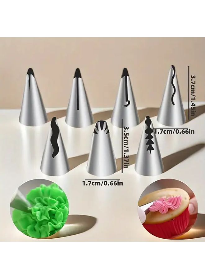 7pcs Stainless Steel Pleated Skirt Pastry Nozzles Cake Decorating Kit - Image 3