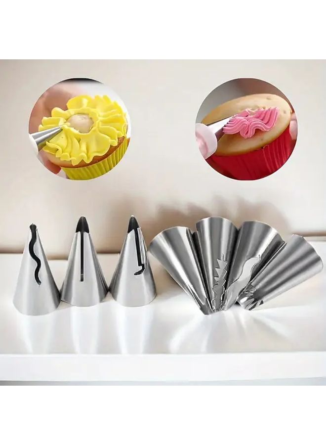 7pcs Stainless Steel Pleated Skirt Pastry Nozzles Cake Decorating Kit - Image 4