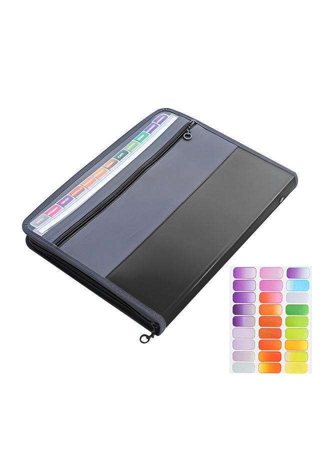 Generic File Folders with Colored Labels, Zippered Document Folders, Waterproof and Wear-Resistant Storage Bags with External Pockets  - Image 1