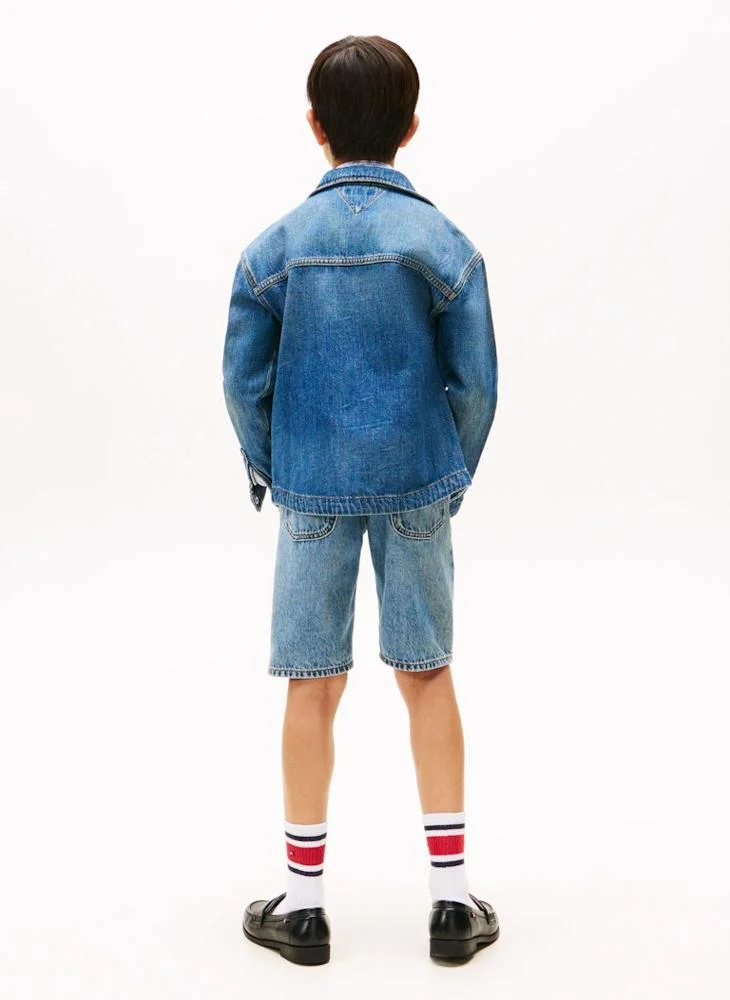 تومي هيلفيغر Kids Embroidered Shacket Mid Jacket