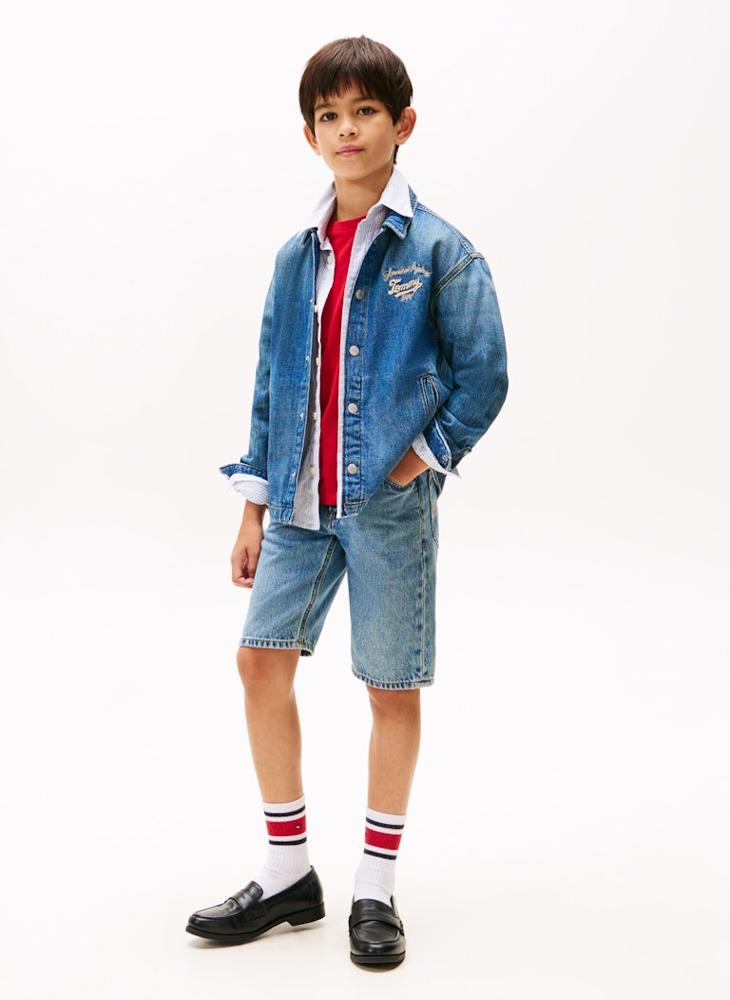 تومي هيلفيغر جاكيت شيكت مطرز للأطفال - Image 3