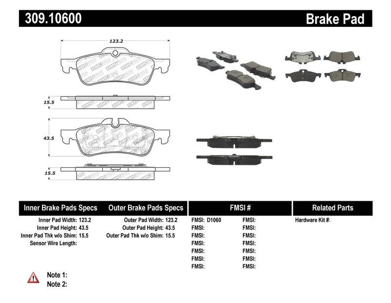 StopTech 309.10600 Sport Brake Pads with Shims and Hardware - Image 5