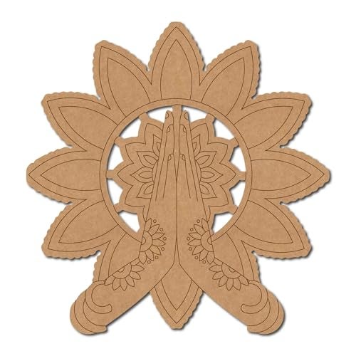 Cliths Pack of 1 Namaste Mandala Pre-Marked MDF Base Design - 12 Inch| Pre-Marked MDF Boards for Lippan Art | 3mm Thick MDF Base for Painting and Craft DIY Home Decor and Art Projects - Image 1
