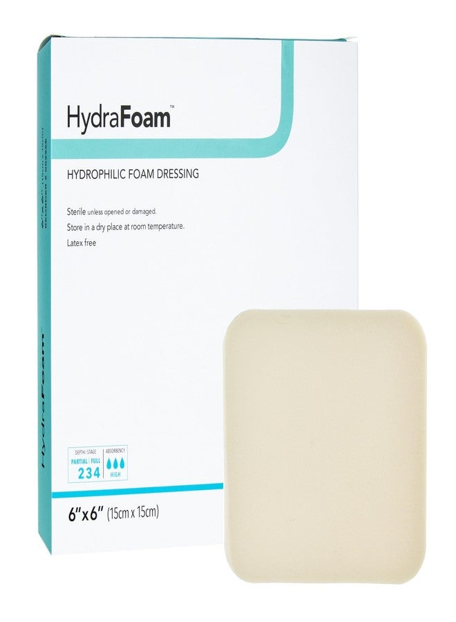 DermaRite's HydraFoam Hydrophilic Foam Dressing - Highly Absorbent Wound Care, Waterproof Backing, Sterile - Square, 6 in. x 6 in., 1 Count, 10 Packs, 10 Total - Image 1