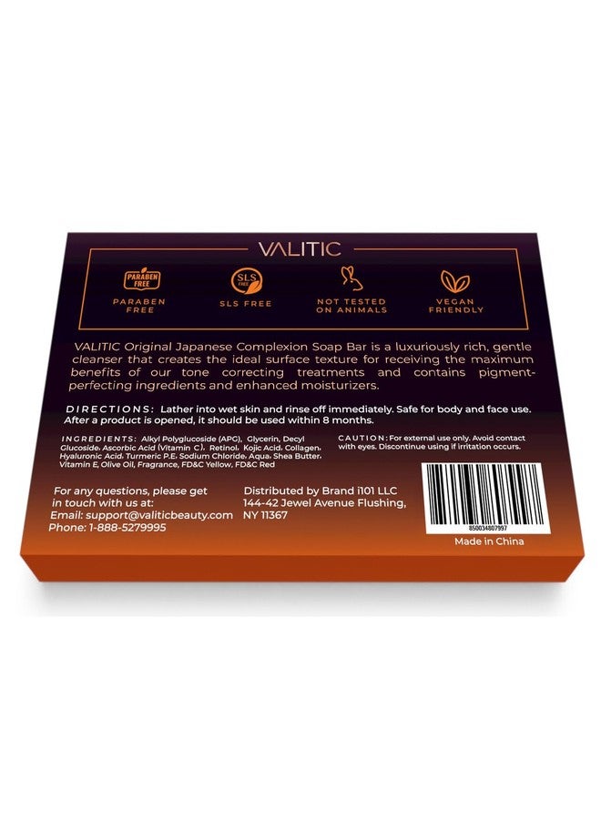 VALITIC Kojic Acid Dark Spot Remover Soap Bars with Vitamin C, Retinol, Collagen, Turmeric - Original Japanese Complex Infused with Hyaluronic Acid, Vitamin E, Shea Butter, Castile Olive Oil - 5 Pack - Image 3