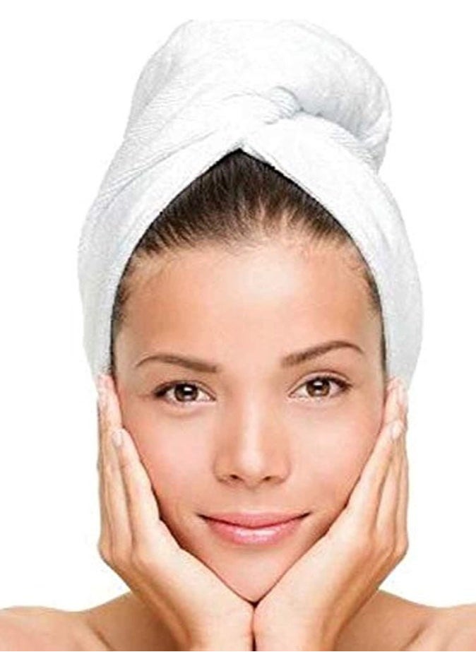 1Chase - 100% Cotton Terry Hair Towel Wrap, White - Image 1