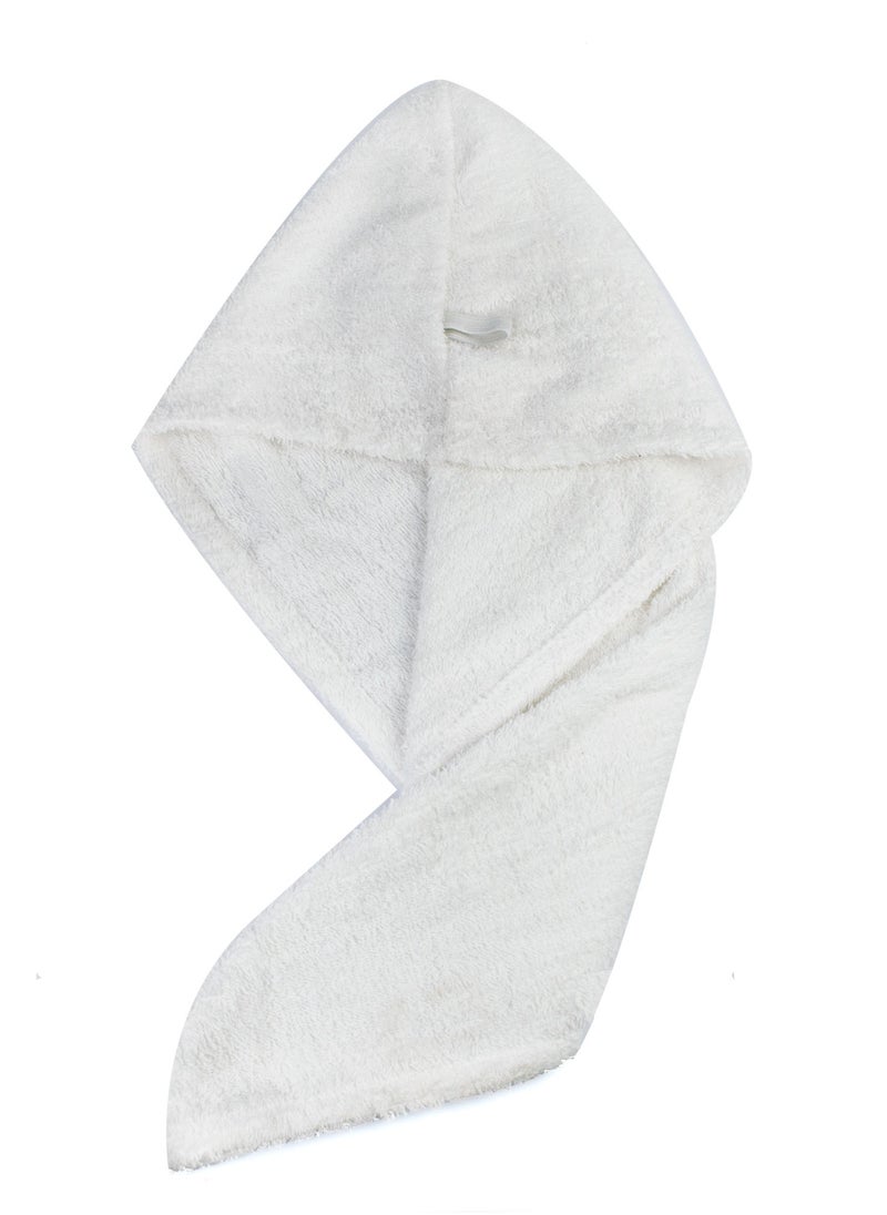 1Chase - 100% Cotton Terry Hair Towel Wrap, White - Image 1