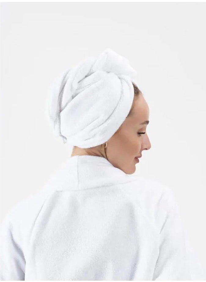 1Chase - 100% Cotton Terry Hair Towel Wrap, White - Image 1