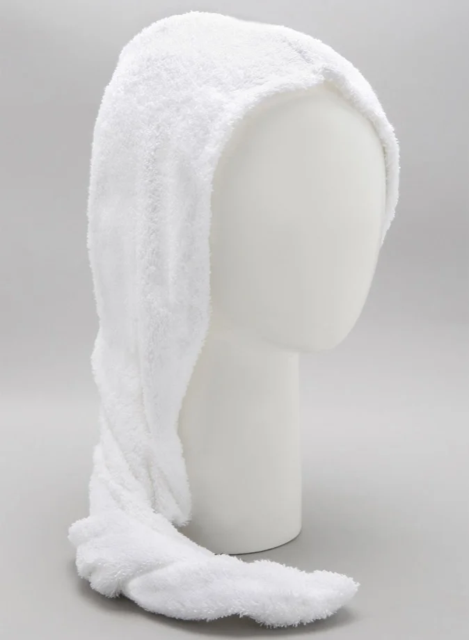 1Chase 100% Cotton Terry Hair Towel Wrap, White