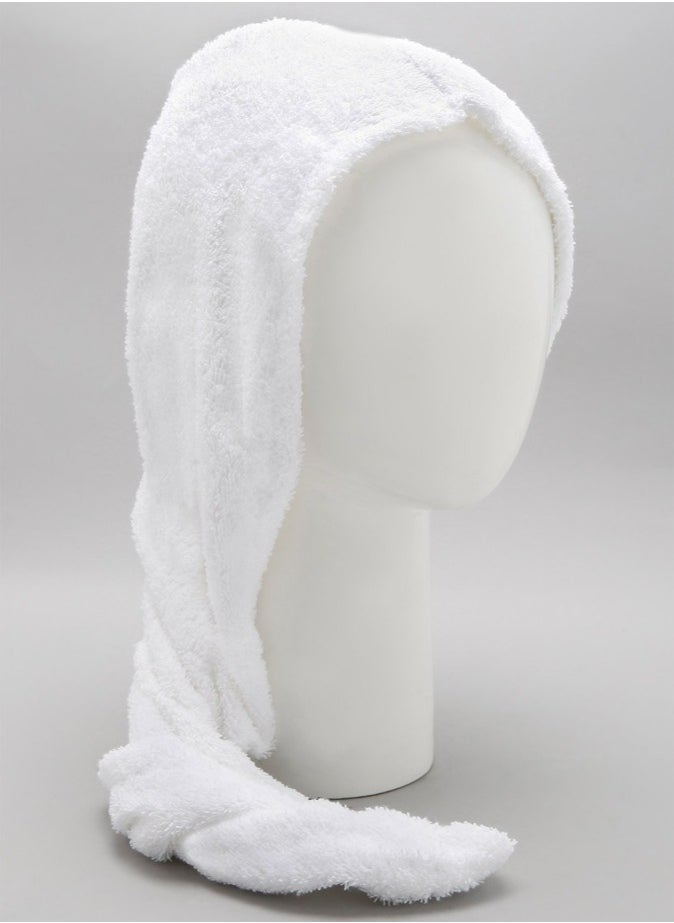 1Chase - 100% Cotton Terry Hair Towel Wrap, White - Image 1