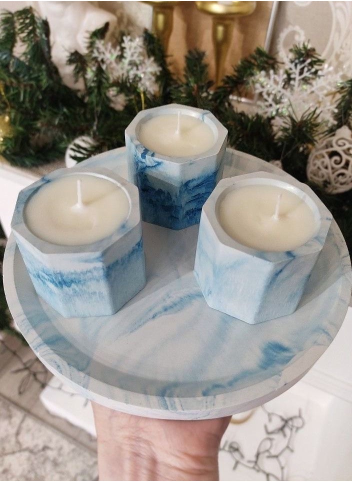 ماركة غير محددة 3 شموع معطرة مع بوت ديكورى من الكونكريت تأتى مع كوستر هدية  - Image 1
