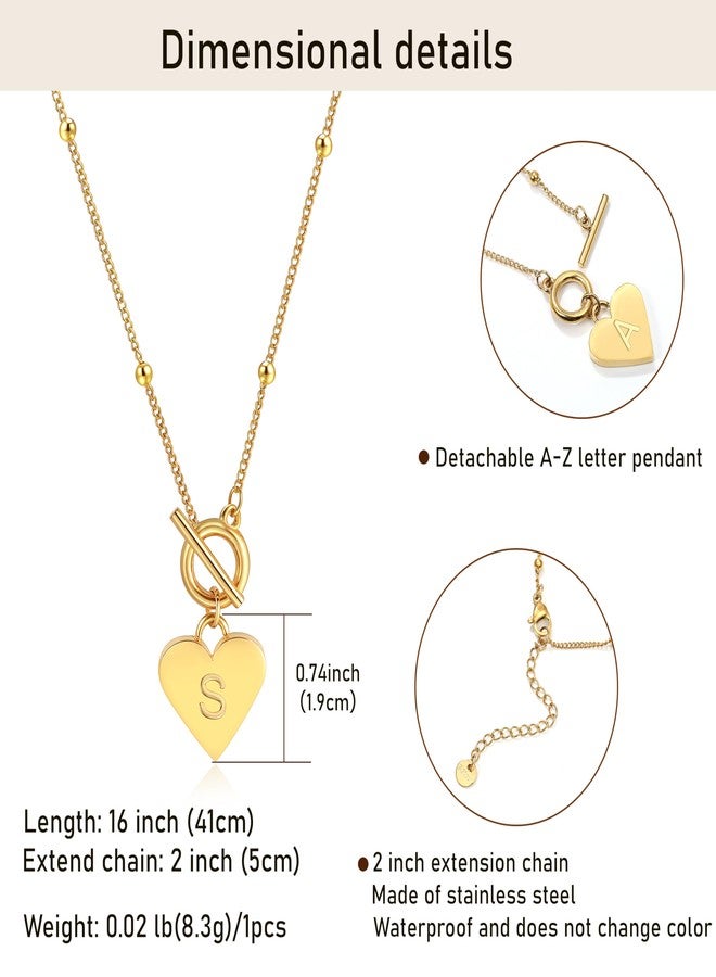 Badu Initial S Chain Necklaces for Women 14K Gold Plated Waterproof Heart Cute Jewelry Gifts Sister, best friend, Birthday，Anniversary or teens - Image 2