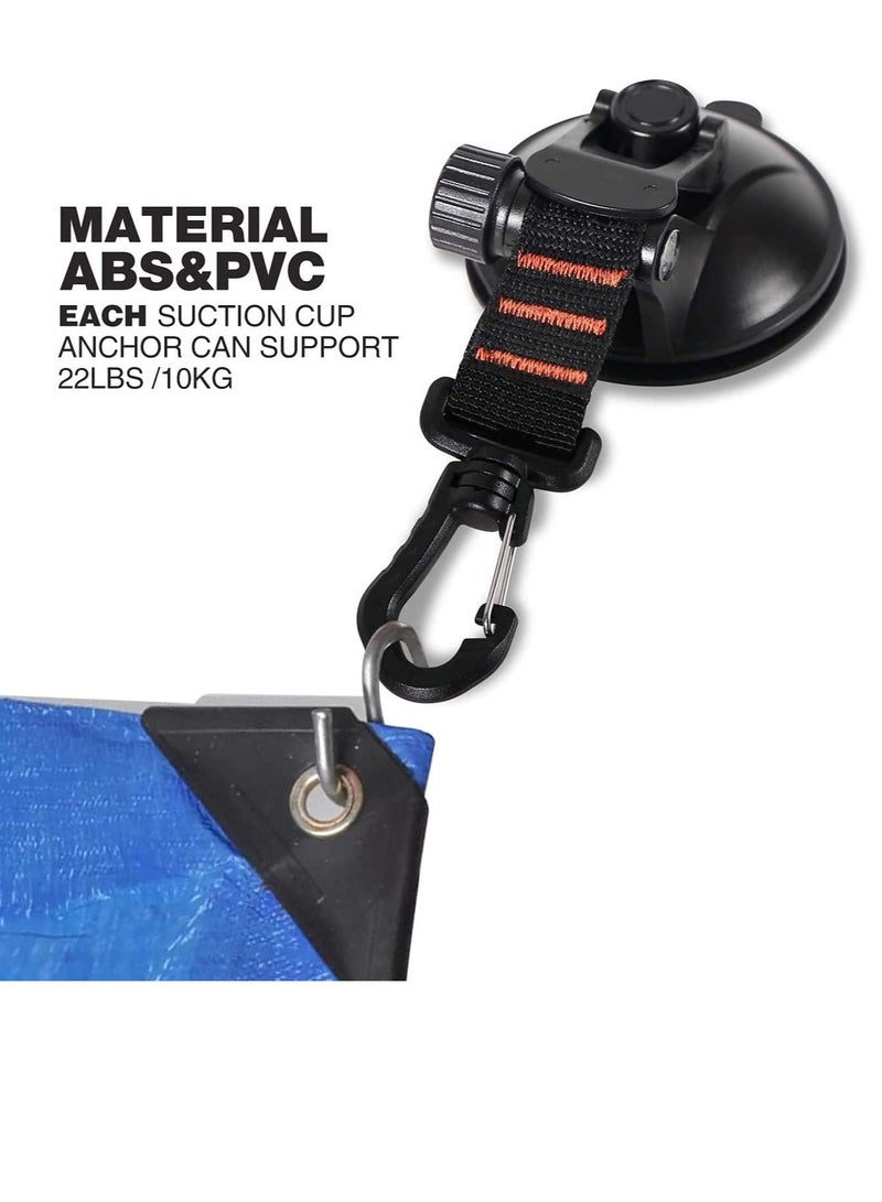 SYOSI Heavy Duty Suction Cup Anchor with Securing Hook Tie Down Camping Tarp Accessory as Car Side Awning 2 Pieces - Image 4