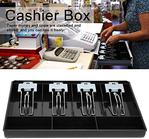 SUKHAD ABS Cash Tray Drawer, 4 Cash and 3 Coin Compartment, Cashier Storage Safe Box | 7 Slot Cash Tray | 32.2 X 3.5 X 24.5 cm | Black - Image 3