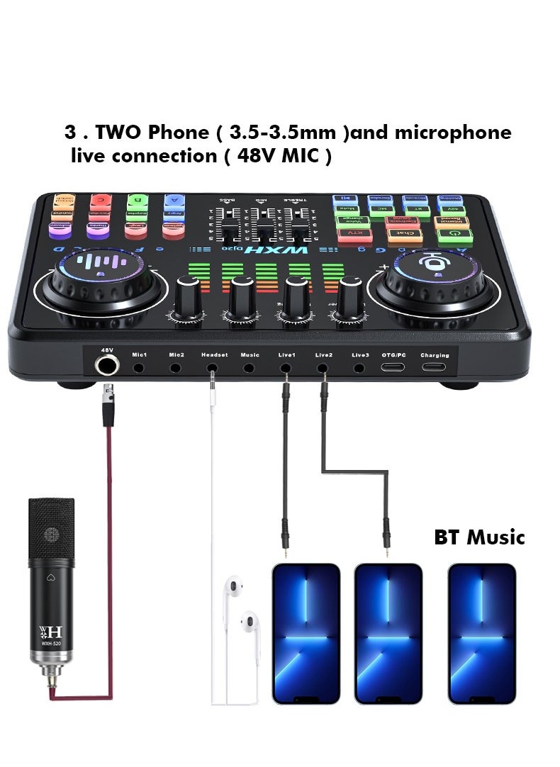 48V Live Sound Card Audio Mixer/Podcast Audio Interface with DJ Mixer Effects/Voice Changer with Sound Effects for Karaoke Tiktok YouTube Live Streaming Record Gaming - pzsku/Z08436E85679EA36020F0Z/45/_/1699769505/1cfd191a-d856-48e8-b2ef-80ab49cb9fa1