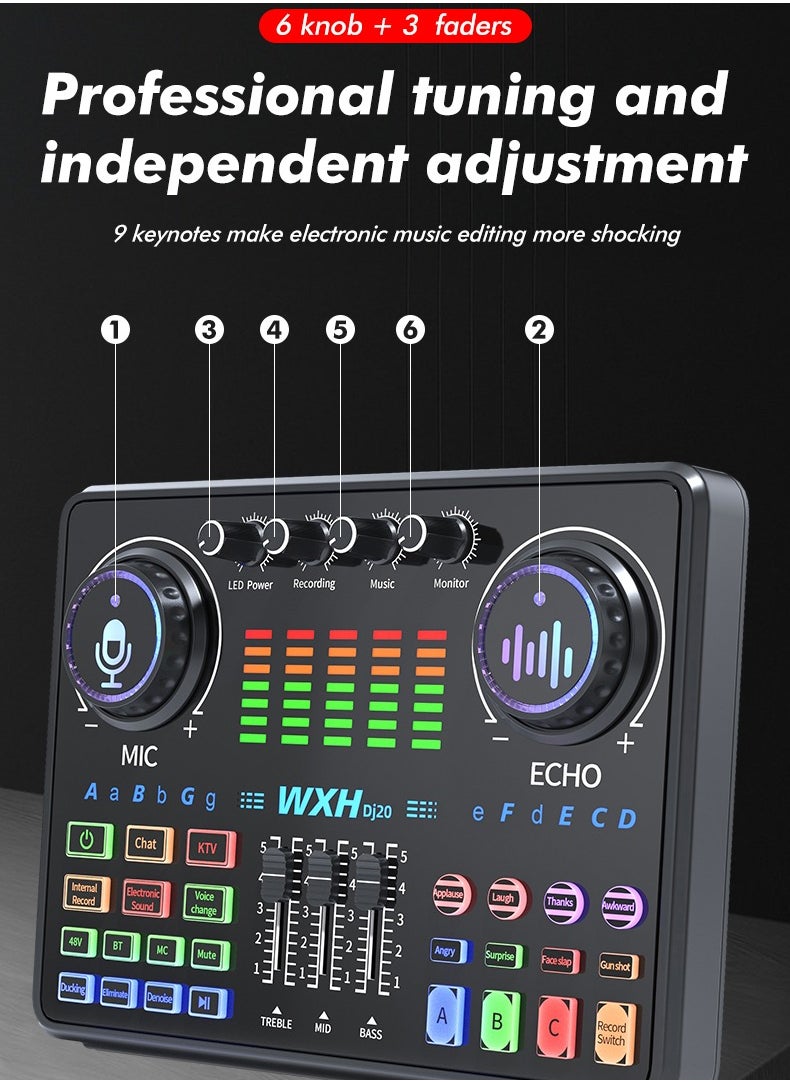 48V Live Sound Card Audio Mixer/Podcast Audio Interface with DJ Mixer Effects/Voice Changer with Sound Effects for Karaoke Tiktok YouTube Live Streaming Record Gaming - pzsku/Z08436E85679EA36020F0Z/45/_/1699769506/84757013-73ac-47cb-b78c-9a1413f1fbad