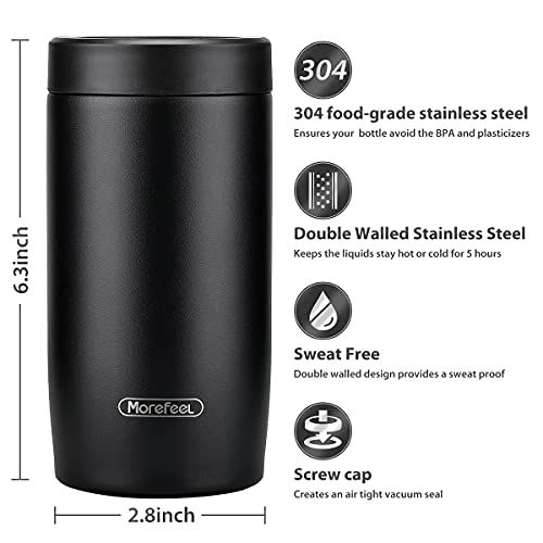 Morefeel 4-in-1 Skinny Can Cooler Double Wall Stainless Steel Insulated Can Holder, Works With 12 Oz Slim Can,Standard Cans,Beer Bottles & As Pint Cups(Black) - Image 5