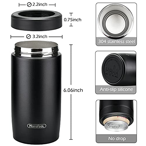 Morefeel 4-in-1 Skinny Can Cooler Double Wall Stainless Steel Insulated Can Holder, Works With 12 Oz Slim Can,Standard Cans,Beer Bottles & As Pint Cups(Black) - Image 4