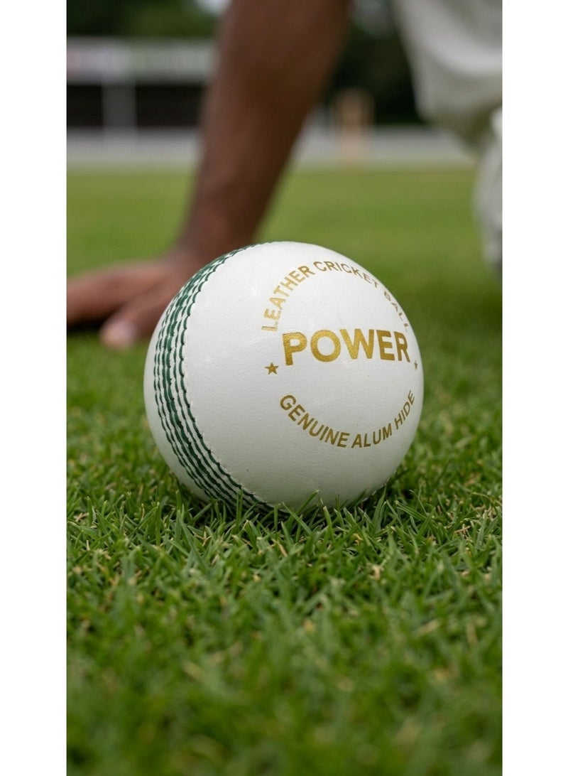 MRF Cricket White Leather Ball Power Edition (Genuine Alum Hide) - Image 3