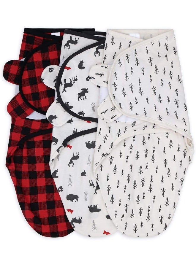 The Peanut Shell The Peanutshell Baby Swaddle Blankets for Boys or Girls, Woodland Animals & Buffalo Plaid, 3 Pack Wrap Set, 2 Sizes (Small/Medium) - Image 1