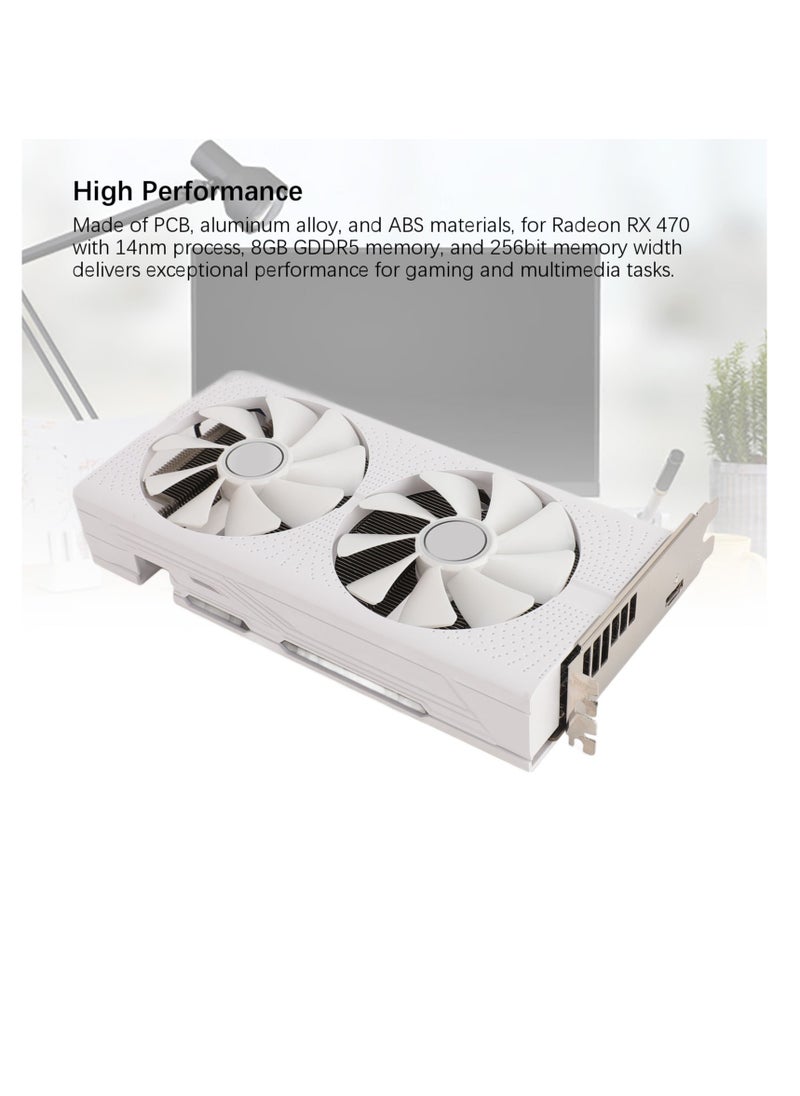 Generic RX470 8GB GDDR5 256bit Dual Fan Graphics Card PCI Express 3.0 X16 HD Multimedia Interface Gaming Graphics Card with Cable  - Image 2