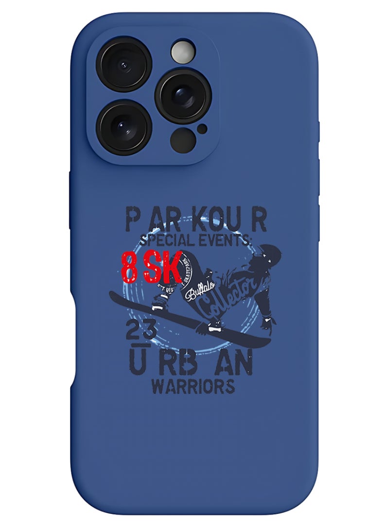 Theodor - iPhone 16 Pro Blue Protective Slim Fit Case Liquid Silicone Cover with Full Body Protection Anti-Scratch Shockproof Case For iPhone - Parkour special events - Image 1