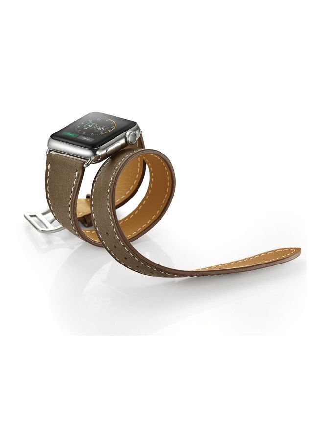 NIBEMINENT Replacement Strap For Apple Watch Series 1/2/3/4 40/38mm Brown - Image 3