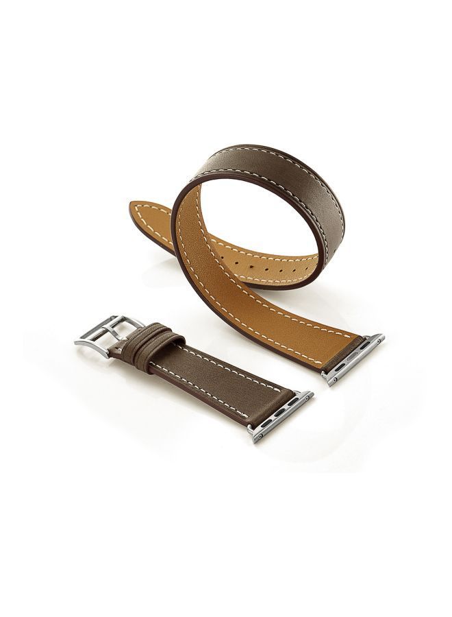 NIBEMINENT Replacement Strap For Apple Watch Series 1/2/3/4 40/38mm Brown - Image 4